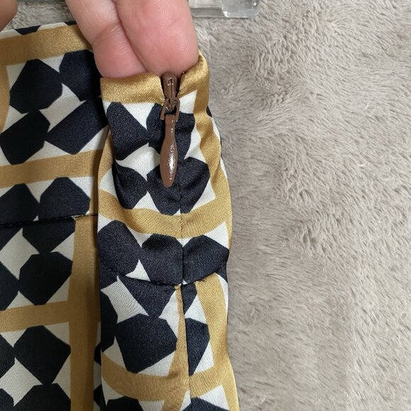 Zara Satin Wide Leg Pant L Geo Tile Print Silky Flowy Ankle Crop Dressy Trouser - Picture 7 of 16